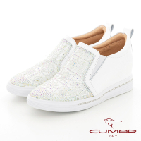 【CUMAR】鏤空窗花感內增高懶人休閒鞋-白
