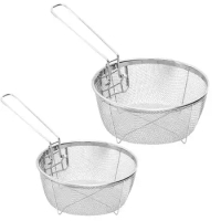 Stainless Steel Fry Baskets With Handle Deep Fryer Strainer Stainless Steel Blanching Basket Deep Fryer Skimmer Kitchen Home