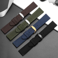 Canvas Nylon Genuine Leather Wacthband 18mm 20mm 22mm 24mm Wristband Men Women Waterproof Bracelet Belt for Seiko Watch Strap