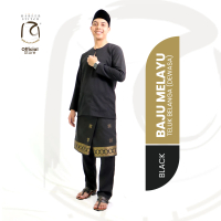 Baju Melayu Teluk Belanga Habeeb Stitch 2024 - Black Premium Cotton Japan, XS-6XL