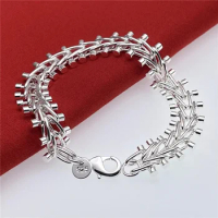 Zhubobo 925 sterling silver centipede bracelet for ladies ladies wedding fashion party charms accessories jewelry gifts