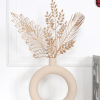 1SET（3PCS) Home Golden Wedding Birthday Valentine's Day DIY decoration simple metal feeling 44CM(H) Arbutus leaf combination