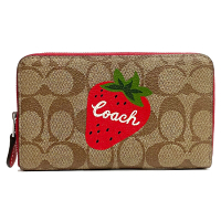 COACH 經典C LOGOㄇ型零錢袋中夾(焦糖/草莓)