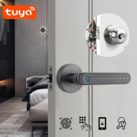 Fingerprint lock Biometric door handle Smart Password Electric Digital Lock Tuya Keyless Security Door Knob for Home