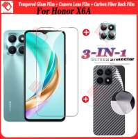 (3 in 1)For Honor X6A ฟิล์มกระจกนิรภัย Tempered Glass ฟิล์มกระจกกันรอยกล้องหลัง+เลนส์กล้องถ่ายรูปฟิล