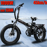 EU 20 Inch 1000W Motor 48V13AH Battery Electric Bike City Snow Electric Bike 20*4.0 Fat Tire E Bike