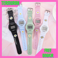 GRATIS ONGKIR [COD]Jam Tangan Strap Bunga Mahasiswa Anak Sekolahan Keren Aosun Kotak Digital jam tan