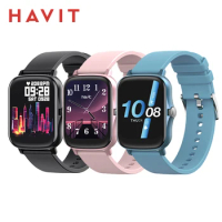 HAVIT Square Smart Watch 1.69 Inch HD Full Screen Touch Fitness Tracker IP67 Waterproof Button with Decoder Function Smartwatch