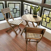 摺疊餐桌實木免安裝桌椅組合便攜陽台木制圓桌學習書桌花桌 樂樂百貨
