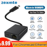 Zexmte Ethernet Adapter for Fire TV Stick Chrome Cast Chromecast Audio Micro to 100Mbps Network Card for Google Ethernet Switch