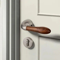 American/ Bedroom Door Handle Lock Security Entry Split Silent Lock Core Door Furniture Indoor Walnut Door Handle Lockset