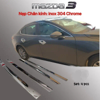 Nẹp chân kính Inox Mazda 3 2020 2021 2022 2023 2024 thép 304 không rỉ sét Hàng cao cấp( mazda 3 seda