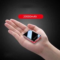 20000mAh Mini Power Bank Portable Charger Mirror Screen LED Light Digital Display Powerbank External Battery Pack Power Bank