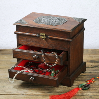 泰國帶鎖首飾盒實木帶鏡梳妝盒收納盒飾品戒子盒木盒子結婚禮物女
