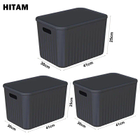 HITAM Storage Box Dengan Tutup Kotak Penyimpanan Serbaguna Storage Box Multifungsi
