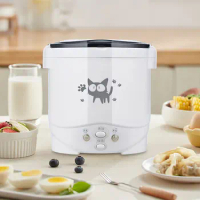 1L Portable Rice Cooker with 12 Hours Timer Delay Small Travel Cooker Removable Non-stick Pot Rice Warmer Steamer for 1-2 People