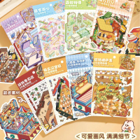 Landscape Sticker Set New Miniature Landscape Stickers 3D Cute Scene Stacking Korean Style Handmade