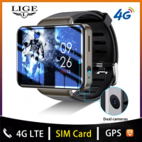 LIGE New 4G LTE Call Smart Watches 2.41'' IPS Full Touch Screen Sports Heart Rate Support GPS WiFi Camera Luxury Men Smart Watch