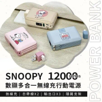 【SNOOPY 史努比】12000mAh 數顯多合一磁吸萬用充行動電源(Magsafe/快充/手機支架)