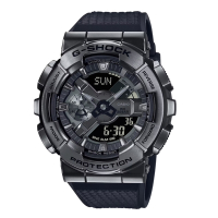 CASIO 卡西歐 G-SHOCK 百搭酷黑時尚 金屬錶殼 人氣雙顯 GM-110BB-1A_48.8mm