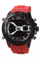 Kademan Kademan - Jam Tangan Pria - Black - Red Rubber Strap - K7004-C