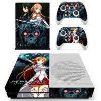Anime Sword Art Online SAO Skin Sticker Decal For Microsoft Xbox One S Console and 2 Controllers For Xbox One S Skin Sticker