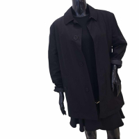 展示品BURBERRY 經典黑色尼龍工裝風衣(內裡可拆羊毛背心)(48)