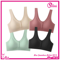 Polini - Pakaian Dalam Wanita Bra Seamless Ice Silk Bh Tanpa Kawat Kancing Depan Motif Polos Nyaman 