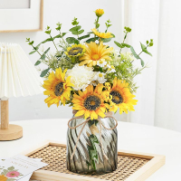 Fake Flowers Artificial Sunflowers with Vase Faux Silk Flowers Plants for Home Office Decorations Ki