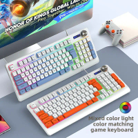 Papan Kekunci Permainan Berwayar, Y-FRUITFUL K93, Reka Bentuk Blok Warna, Bahan PBT, dengan Topi Bol