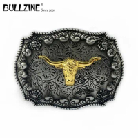 Bullzine Zinc Alloy Retro Heavy Western Bull Head Horse Head Flying Eagle Belt Buckle for 4cm width belt pewter and gold finish