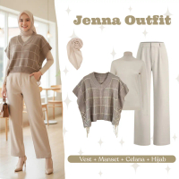Jenna Outfit BW31 | OOTD Set Vest + Manset + Celana + Hijab | one set wanita hijab friendly outfit c