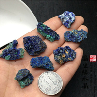 天然藍銅礦共生孔雀石小石料 原礦 實物圖一組總重40克