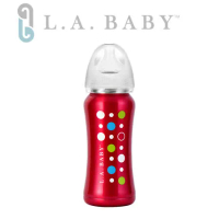 【L.A. Baby】超輕量醫療級316不鏽鋼保溫奶瓶 9oz (玫瑰紅)六色