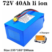 Batterie lithium-ion avec chargeur 5A, 72V, 40Ah, BMS 20S Movie, 2000W, 3500W, 7000W, scooter, Sicile, Go Cart, moto