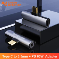 CableCreation USB Type C to 3.5mm Jack Earphone 2 in 1 Audio Cable Adapter with PD QC Charging Audio Cord For Samsung Xiaomi LG