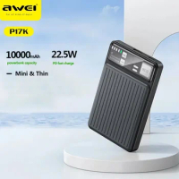 Awei P17K Mini Outdoor Power Bank 10000mAh for iOS &amp; Android Phone Powerbank Type C Charger PD22.5W Fast Charge External Battery