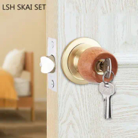 Modern Spherical Solid Wood Handle Door Locks Bathroom Single Tongue Door Lock Bedroom Mute Deadbolt Lockset Home Hardware