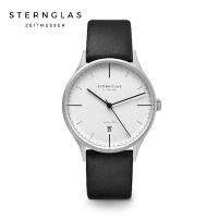 STERNGLAS 德國希丹格斯 S02-AS01-PR14 超薄自動白盤文青機械錶(黑錶帶) 40mm 男/女錶