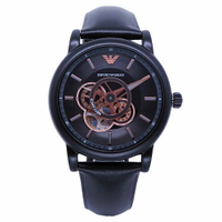 ARMANI 環環相扣鏤空造型時尚機械腕錶-黑-AR60012｜樂天信用卡滿5千回饋10%點數★