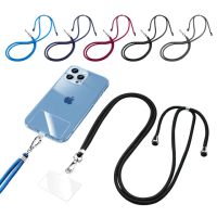 【YUNMI】iPhone/安卓 可斜背頸掛式掛繩組 可調節式手機通用掛脖繩吊繩(透明連接片+掛繩)
