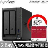 Synology群暉科技 DS723+ NAS 搭 WD 紅標Plus 8TB NAS專用硬碟 x 2