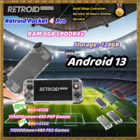 Retroid Pocket 4 Pro Official Store Handheld 4.7 Inch Video Game 8G+128GB RP4 Android 13 WiFi 6.0 Bluetooth 5.2 Console PSP PS2