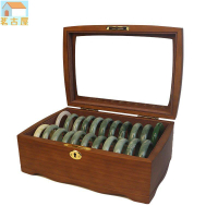 高檔手鐲盒20位翡翠玉鐲收納箱帶鎖珠寶盒實木大容量絨布展示盒子