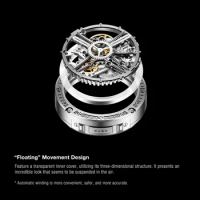 CIGA Design 3 in 1 Titanium Automatic Watch for Men Magician Series Skeleton Mechanical Wristwatch Fluororubber Strap 3 Pcs Case