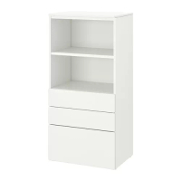 SMÅSTAD/PLATSA 書櫃, 白色 白色/附3個抽屜, 60x42x123 公分