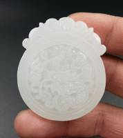 天然玉石A貨阿富汗白玉生肖龍玉掛件 玉吊墜