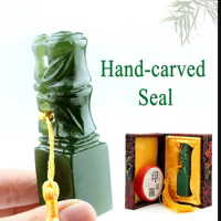 Green bamboo Chinese Stamp Name Seal Stamper hand carft engraving paintint seal