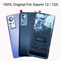 Original For Xiaomi 12 12X Back Cover Lid Mi12 5G With Camera Glass Lens Rear Battery Glass Door Housing Case Smartphone Parts