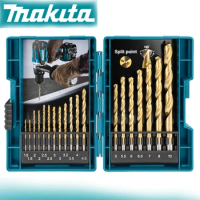 Makita D-67527 HSS TiN Metal Twist Drill Bit Set 19Pcs Titanium-Nitride Coating Woodworking Metal Working Electric Drill Bits
